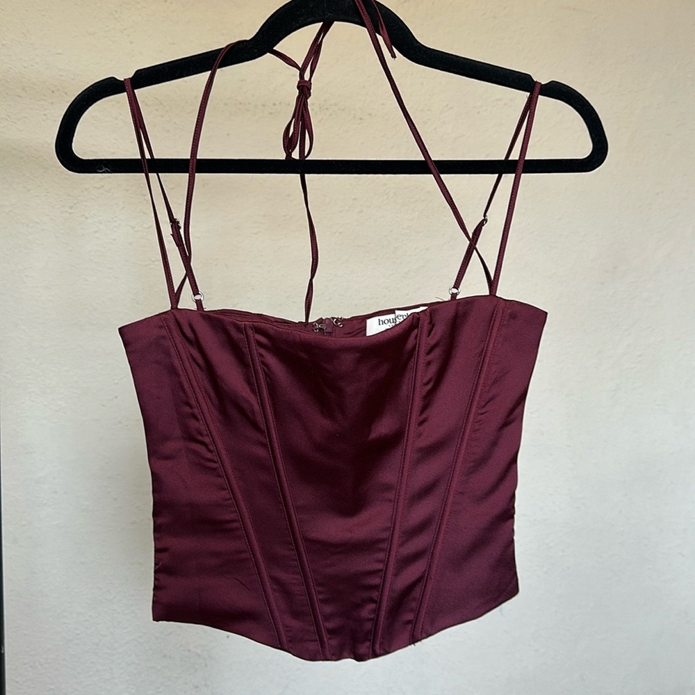 HOUSE OF‎ CB 'Chantelle' Wine Satin Corset NWOT size XS - Picture 4 of 11